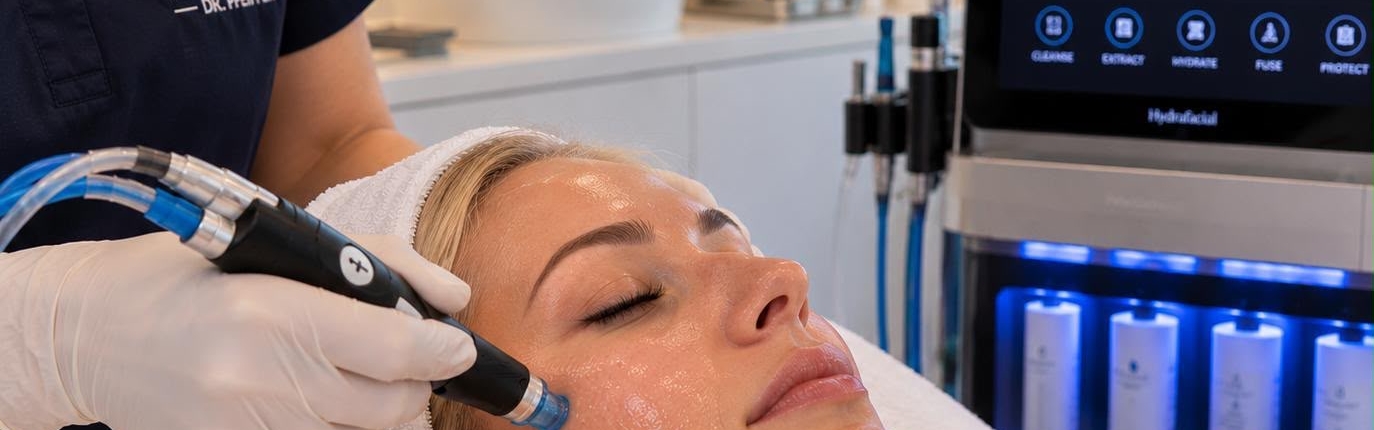 HydraFacial Behandlung HydraFacial-Behandlung mit Handstück im Gesicht
