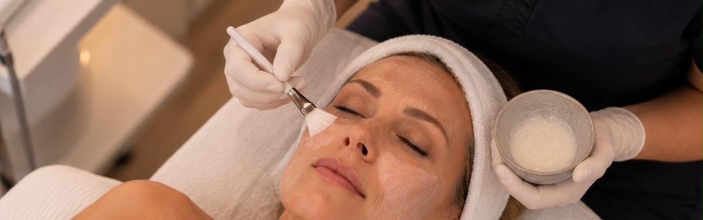 Kosmetische Gesichtsbehandlung mit QMS-Maske
