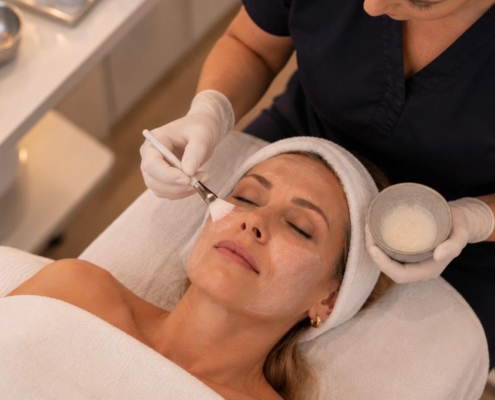 QMS-Gesichtsbehandlung Kosmetische Gesichtsbehandlung mit QMS-Maske